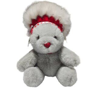 Vintage 90s Native American Teddy Bear 10 inch Headdress Plush Creations Toy